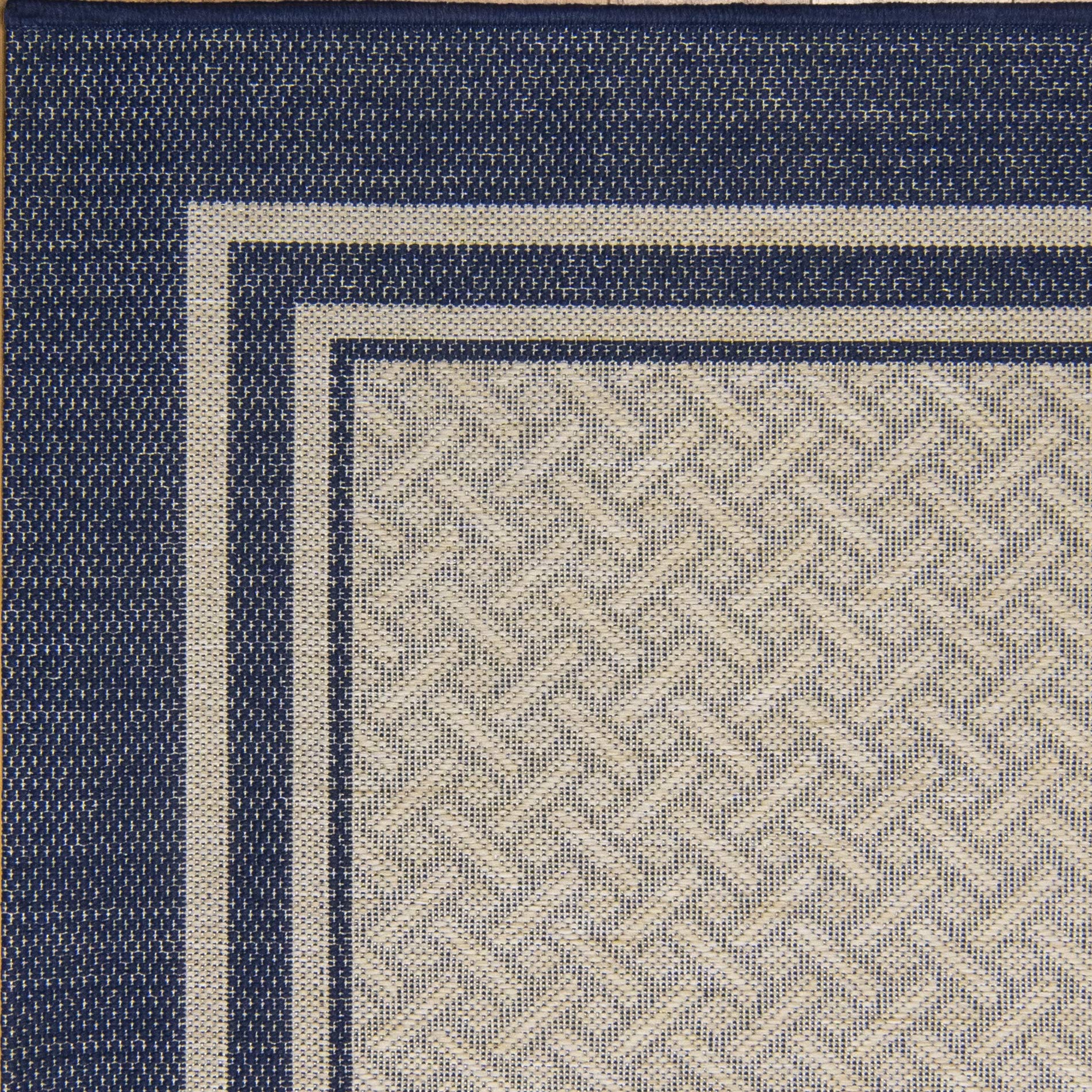 Gertmenian 6x9 Ft Indoor Outdoor Classic Flatweave Area Rug - Stain & UV Resistant, Navy Blue with Simple Border - Perfect for Deck, Patio, Poolside & Mudroom - Durable Carpet for High Traffic Areas (Model 21768)