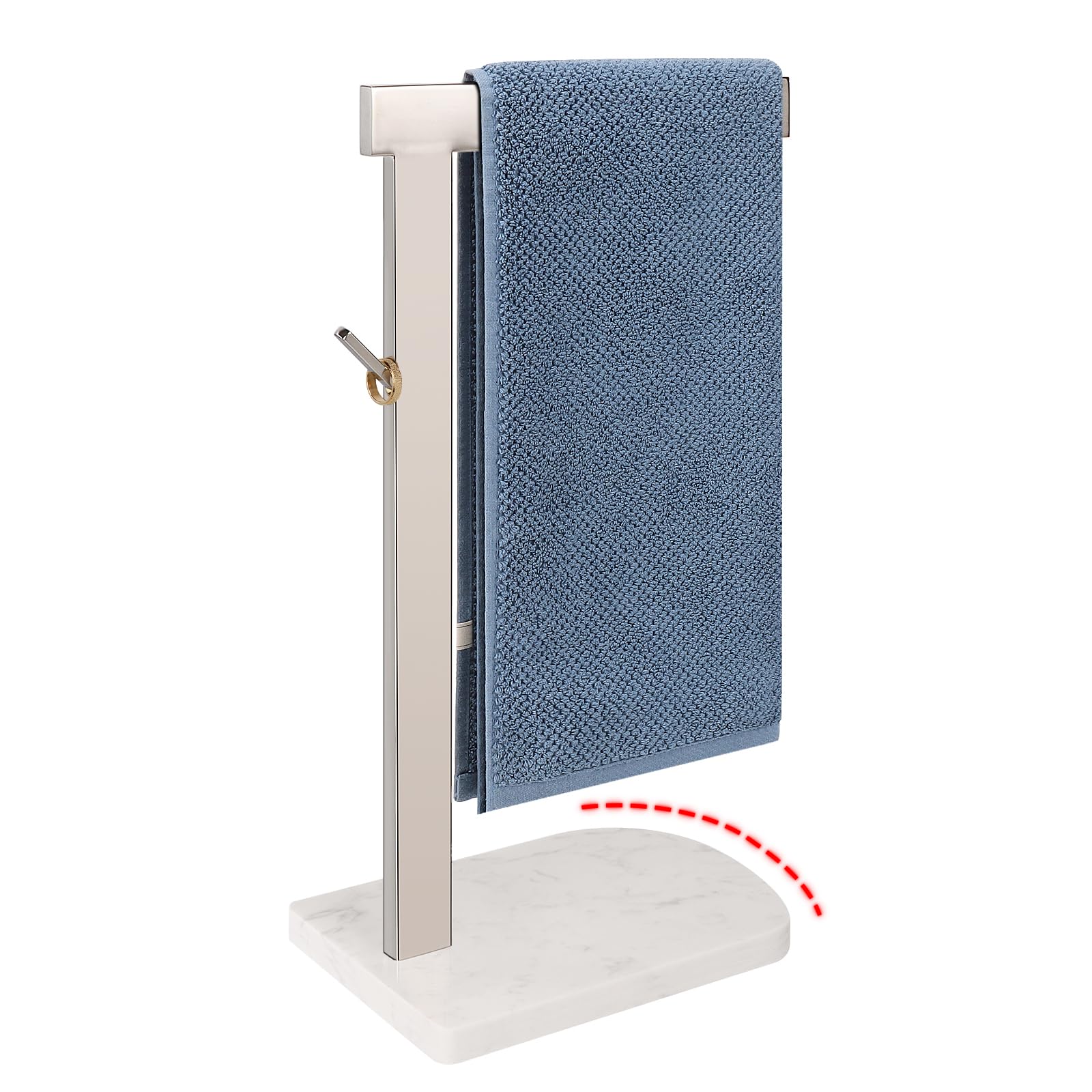 **Premium L-Shaped Hand Towel Holder with Marble Base - 304 Stainless Steel Standing Towel Rack for Bathroom, Vanity & Kitchen Countertop - Chrome Finish for Modern & Luxury Home Decor**    *(Perfect for Bathrooms, Kitchens, Guest Rooms & Spa-Like Spaces - Adds Elegance & Functionality to Any Décor!)*