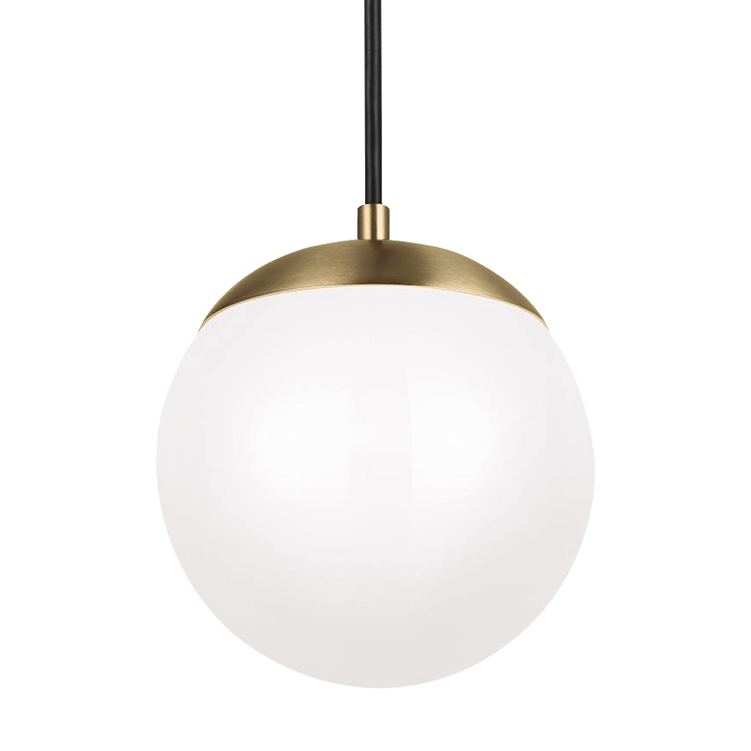 Generation Lighting 602293S-848 Leo Large LED Hanging Globe Pendant Light - Modern Satin Brass Fixture for Dining Room, Kitchen Island & Living Room Decor