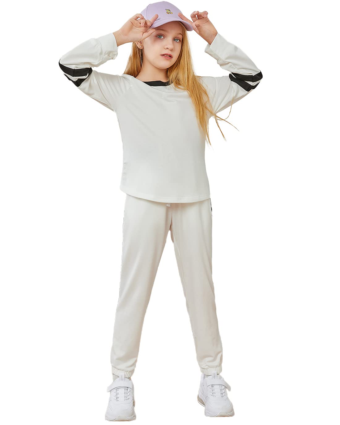 Imily Bela Girls' 2-Piece Sweatsuit Set - Soft Lounge Wear & Athletic Outfit with Hooded Sweatshirt and Jogger Pants - Perfect for School, Gym, and Casual Wear