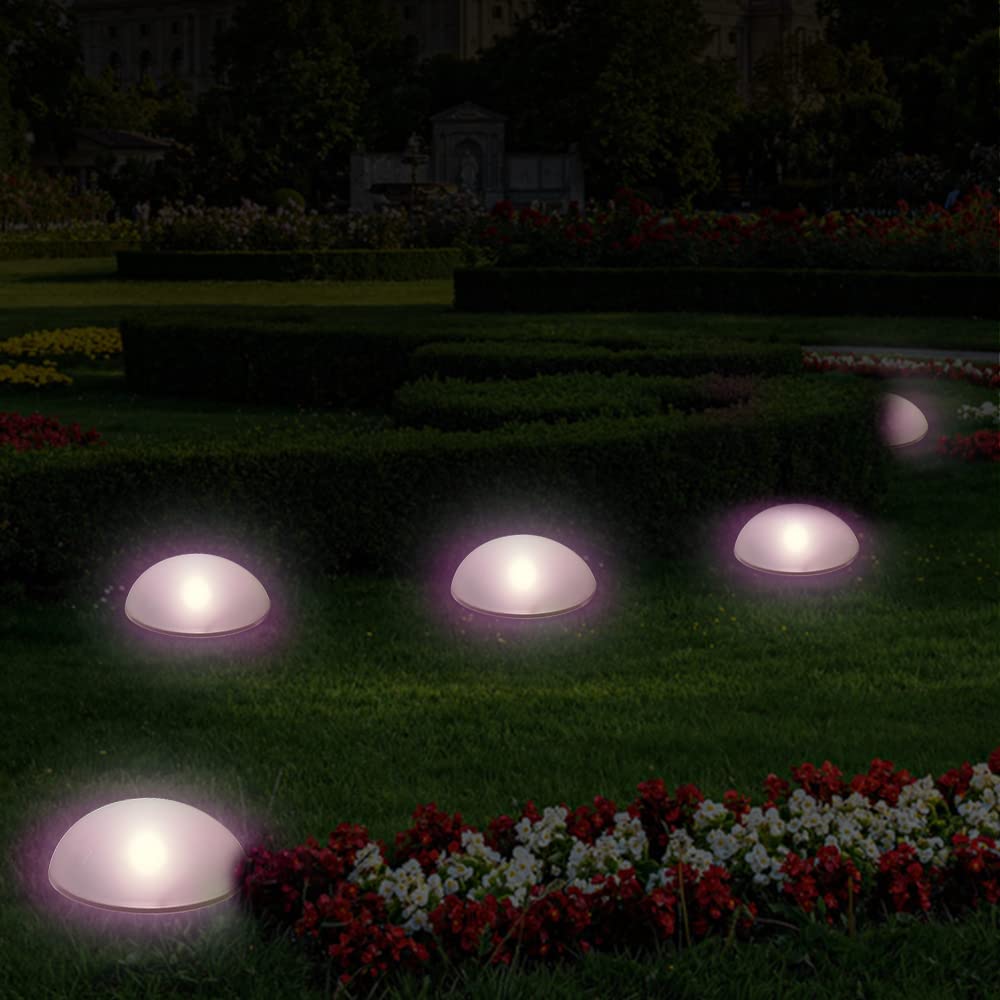BIGTREE Solar Ground Lights - 5 LED Waterproof Half Ball Landscape Lighting for Patio, Yard, Pathway - Multi-Colored Outdoor Solar Powered Garden Lights for Walkways, Driveways & Lawn Decoration