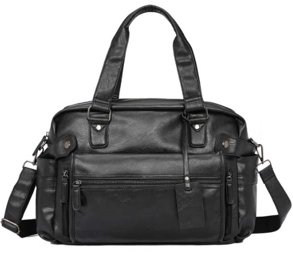 Vintage Leather Messenger Bag for Men - 18 Inch Large Capacity Genuine Leather Shoulder Bag, Travel Backpack & Business Briefcase - Perfect for Daily Commute, Office Work & Christmas Gifts (Black)