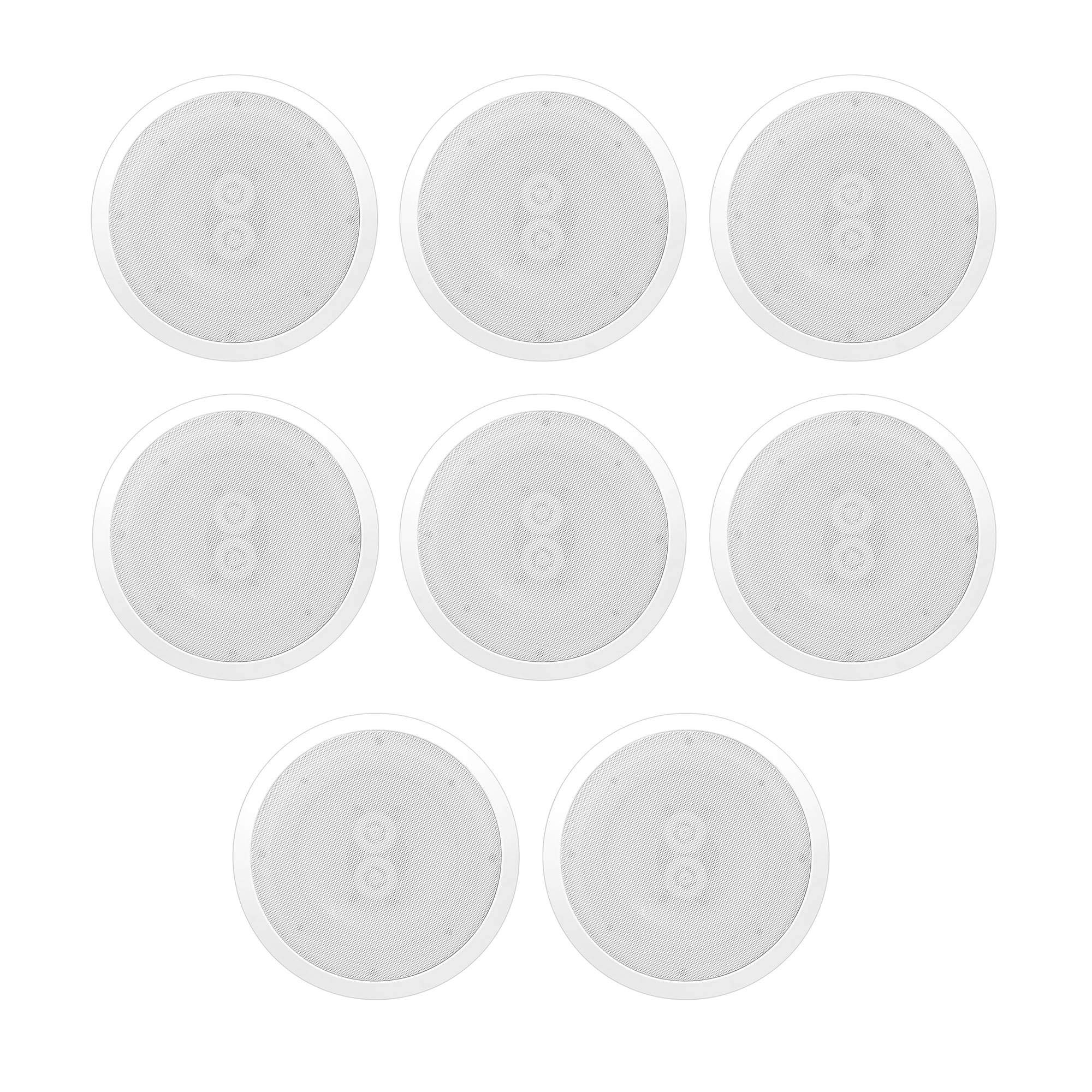Pyle 6.5 Inch 300W Waterproof Ceiling & Outdoor Speakers (8 Pack) - High Performance Home Audio System for Patio, Garden, Pool Area & Indoor Use