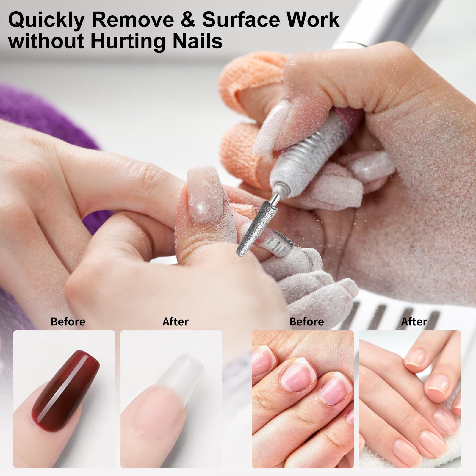 11-Piece Electric Nail Drill Bit Set for Acrylic & Gel Nails - Professional Cordless Manicure Pedicure Kit for Polishing, Shaping & Removing - Perfect for Salon & Home Nail Care