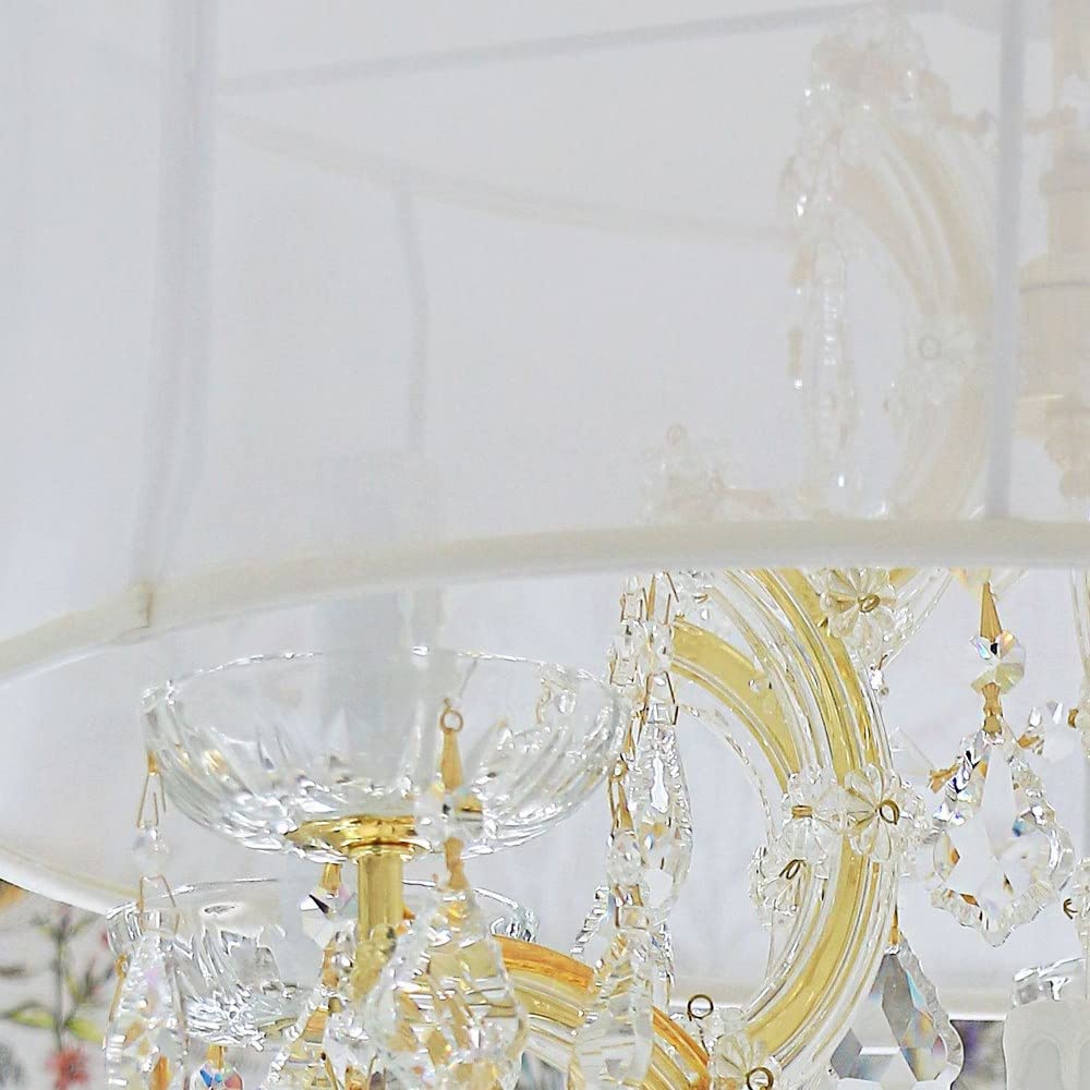 Brentwood 6-Light Strass Crystal Gold Drum Shade Chandelier - Elegant Ceiling Lighting Fixture for Dining Room, Living Room & Bedroom