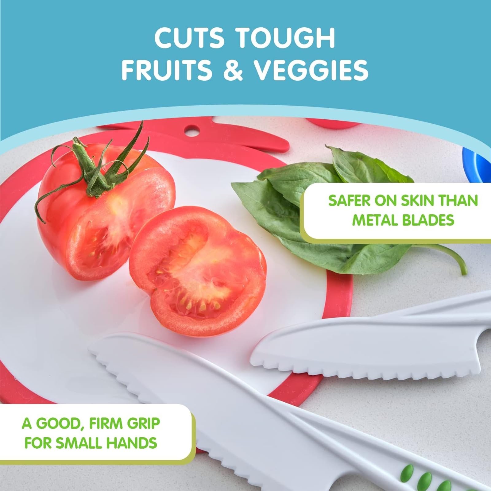 Curious Chef 3-Piece Nylon Knife Set - BPA-Free, Dishwasher Safe Kids Kitchen Tools - Child-Safe Nylon Knives for Nonstick Pans - Perfect for Cooking, Baking & Learning Kitchen Skills