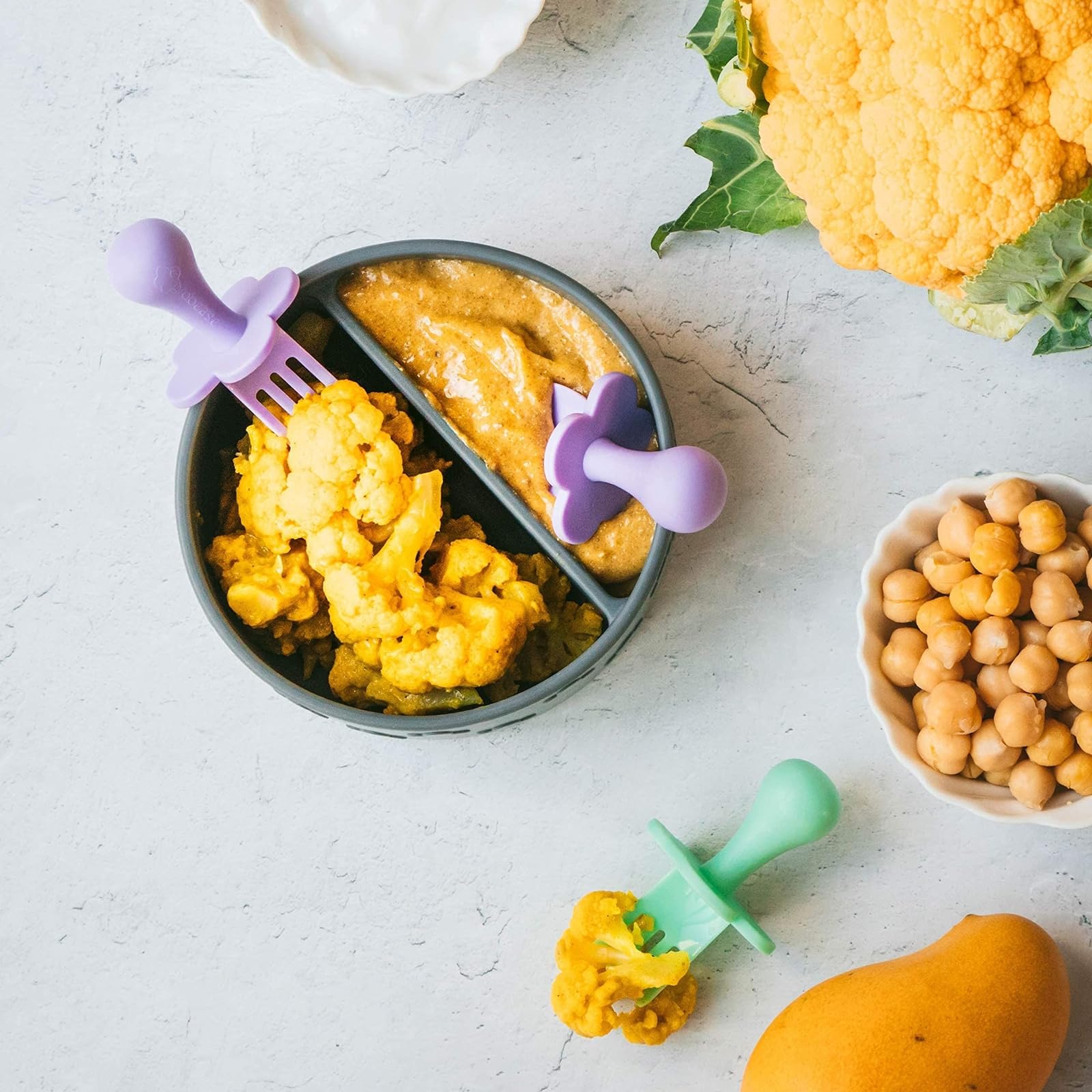 Grabease Silicone Baby Bowls for Toddlers - Divided Feeding Dish with Non-Slip Base | Dishwasher & Sterilizer Safe | Teal Color | Perfect for Baby-Led Weaning, Snacks & Mealtime