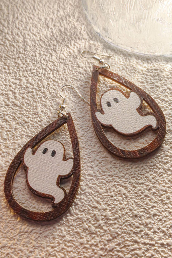 Spooky Halloween Wooden Earrings for Women - Horror & Fun Series - Gothic Dangle Earrings for Costume Parties & Cosplay