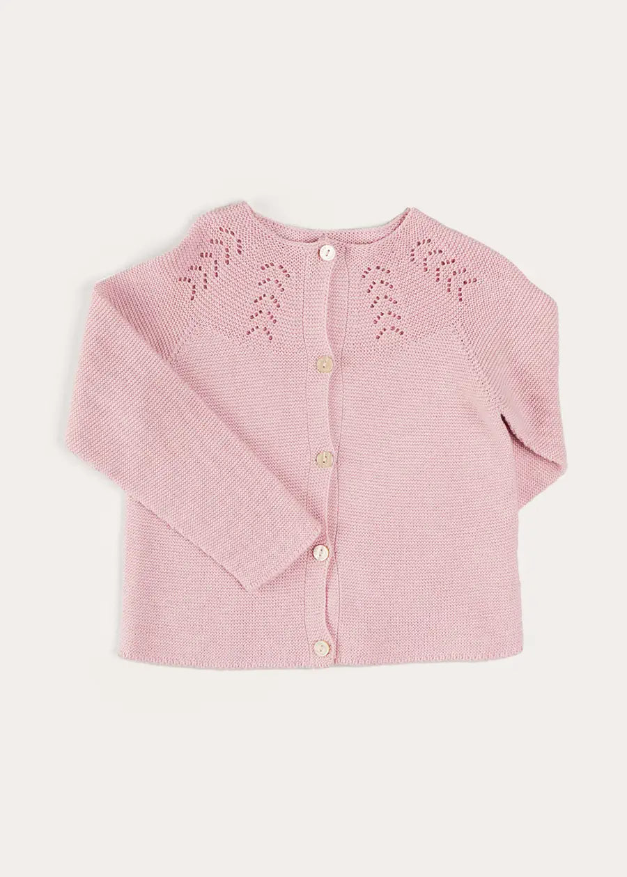 Pink Openwork Cotton Cardigan for Kids (6 Months - 10 Years) - Perfect for Spring Outfits & Family Photos