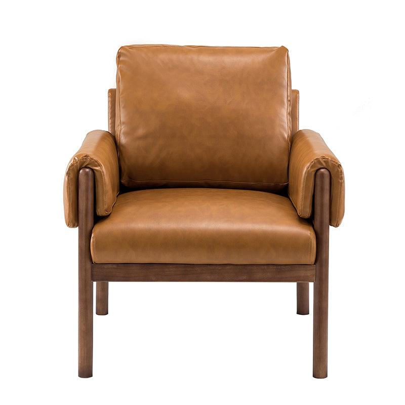 Henry Vegan Leather Armchair - Modern PU Leather Lounge Chair for Living Room, Office & Bedroom - Comfortable Mid-Century Style Accent Chair with Sturdy Metal Legs