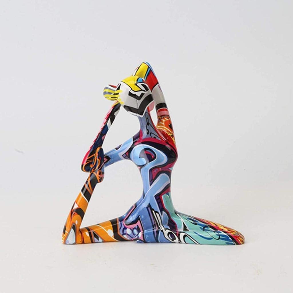 Handiya Resin Yoga Girl Sculpture - Abstract Art Statue for Home Decor, Bookshelf & Desktop Ornament | Orange Color, Size C | Perfect for Yoga Studios, Meditation Spaces & Boho Home Décor