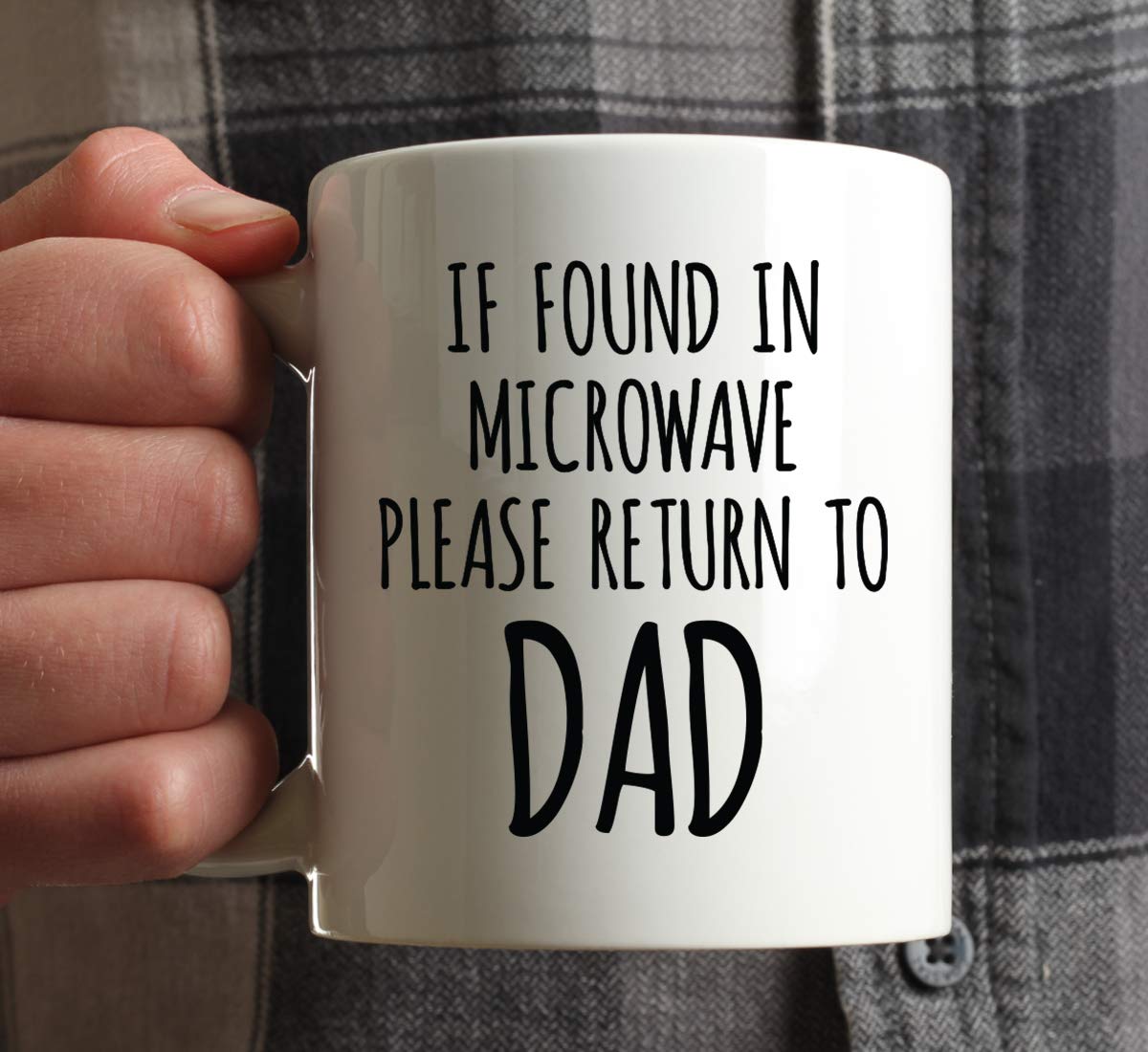 Funny Father's Day Coffee Mug Gift - 11oz Novelty Cup for Dad with 'If Found in Microwave Please Return to Dad' Design - Perfect for Birthday, Christmas & Hot Chocolate - Great for Office, Home & Gifting