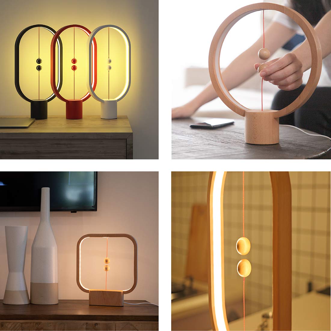 Heng Balance Lamp - Magnetic USB Powered LED Desk Light with Mid-Air Switch | Modern Eye-Care Table Lamp with Warm Soft Light for Home Office (White) | Perfect for Night Reading, Study & Bedside Lighting