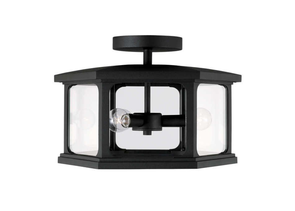 Walton Outdoor Semi Flush Mount Light Fixture - Weatherproof Ceiling Light for Patio, Porch & Garage - Durable LED Lighting for Outdoor Spaces