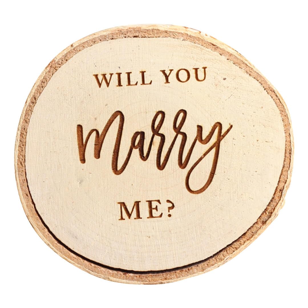Koyal Wholesale Engraved 'Marry Me' Wooden Ring Box - Real Birch Wood Proposal Box for Engagement & Wedding Rings - Perfect for Romantic Surprise Proposals & Special Occasions