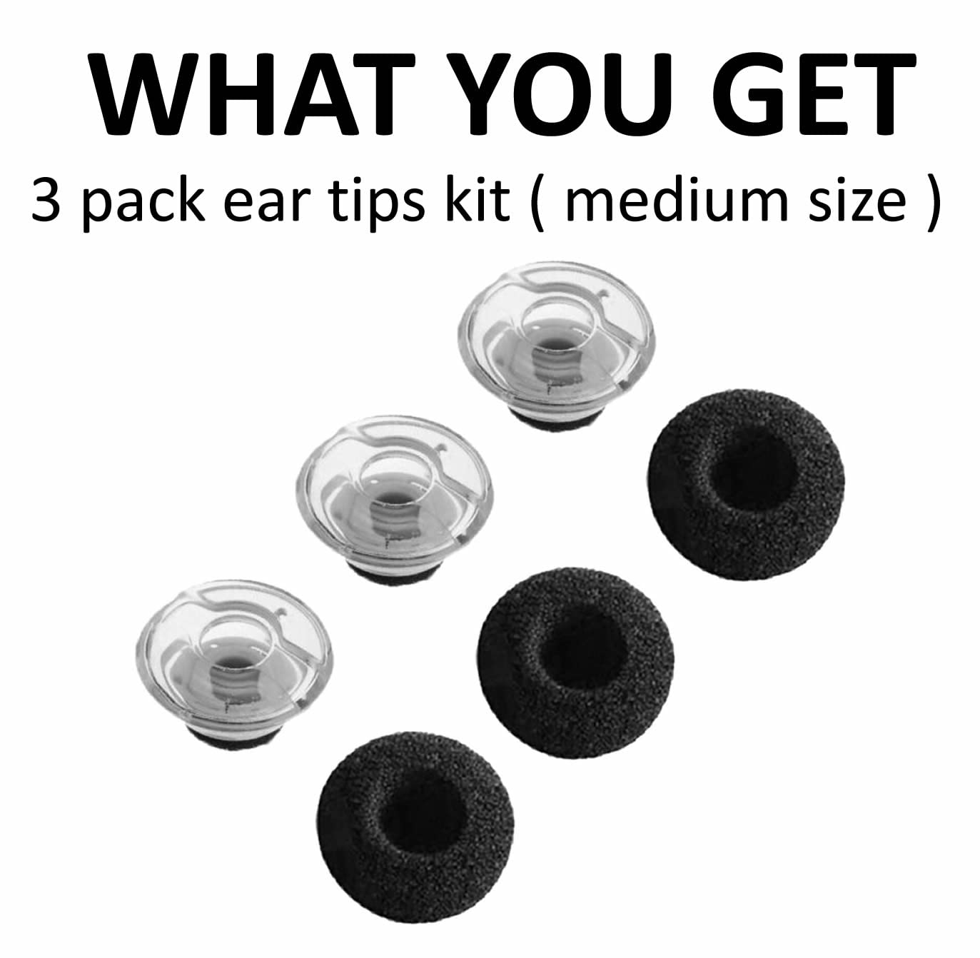 A-Focus Voyager Legend Replacement Ear Tips Set - 3 Pcs Medium M Clear Foam Earbuds & Ear Gels - Compatible with Plantronics Voyager 5200 5210 5220 Headset - Enhanced Comfort for Office Calls, Commuting & Wireless Headsets