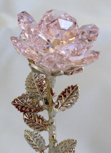 Pink Crystal Rose - Handmade Crystal Flower for Home Decor, Wedding Centerpieces, and Gift Giving