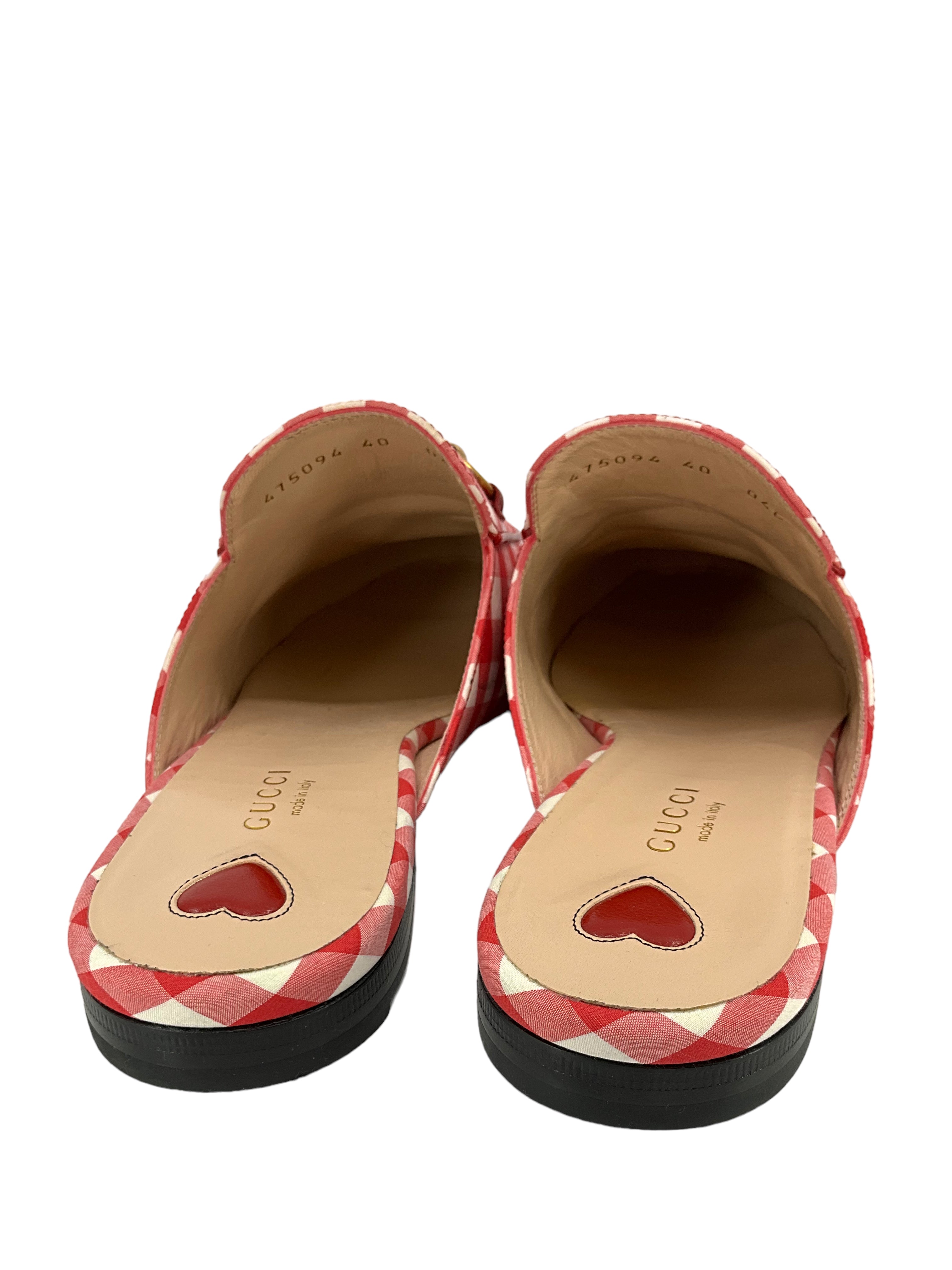 Gucci Princetown Horsebit Gingham Mules Women's Size 10 - Luxury Slip-On Loafers for Casual Outings & Office Wear