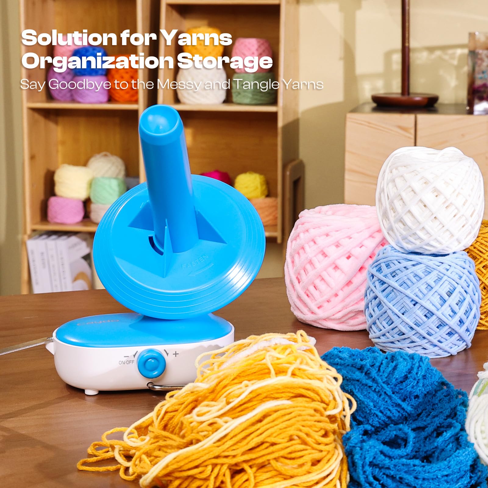 Electric Yarn Ball Winder Machine - 10oz Large Automatic Yarn Winder with Dual-Spring Tension & Stepless Speed - Perfect for Crocheting, Knitting & DIY Yarn Cakes (Blue) - Ideal for Crafters, Knitters & Crochet Lovers at Home or Studio