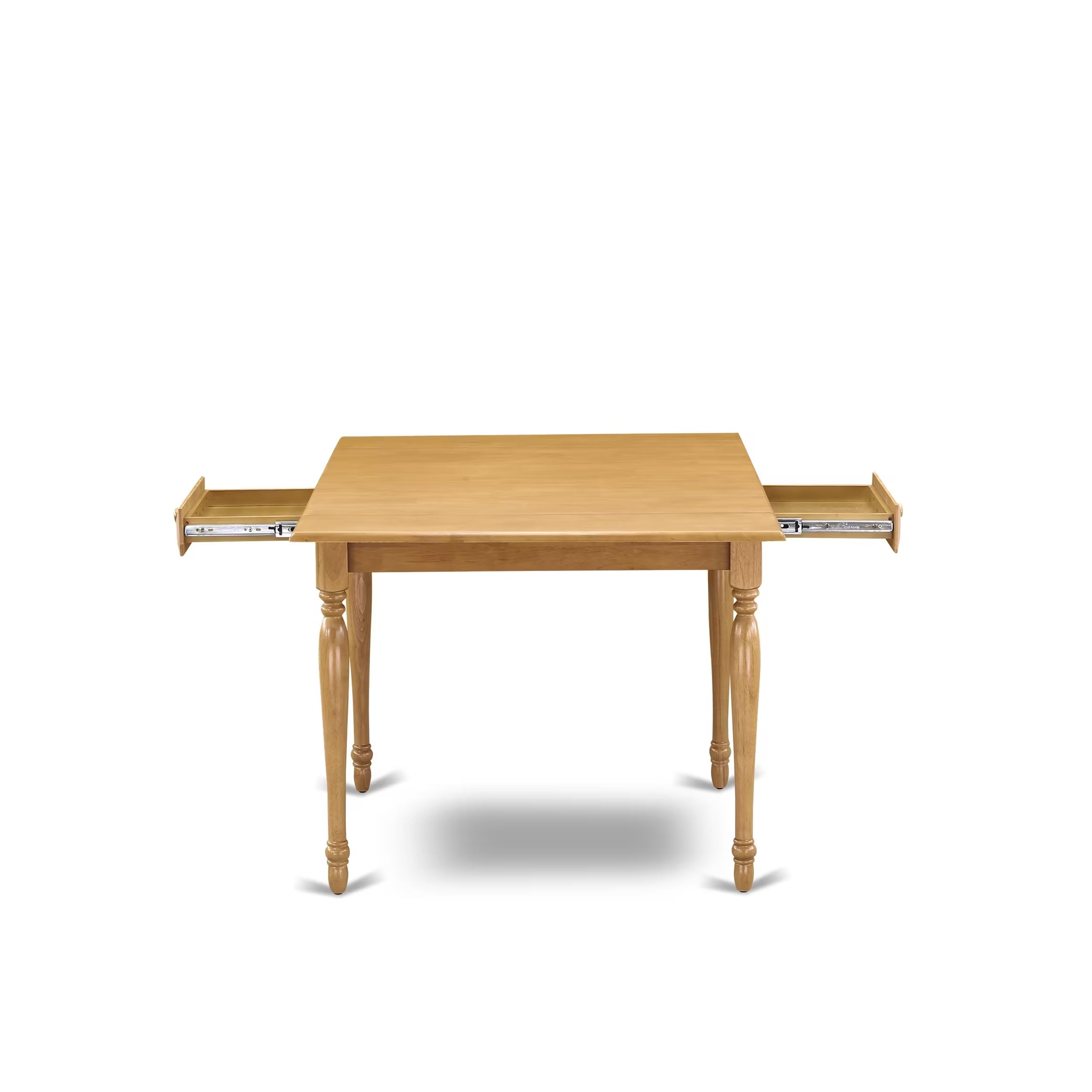 East West Furniture MZDL3-OAK-W 3 Piece Oak Kitchen Table Set with Drop Leaf - 36x54 Inch Rectangle Dining Table & 2 Chairs - Space Saving Solution for Small Apartments, Breakfast Nooks & Cozy Dining Areas