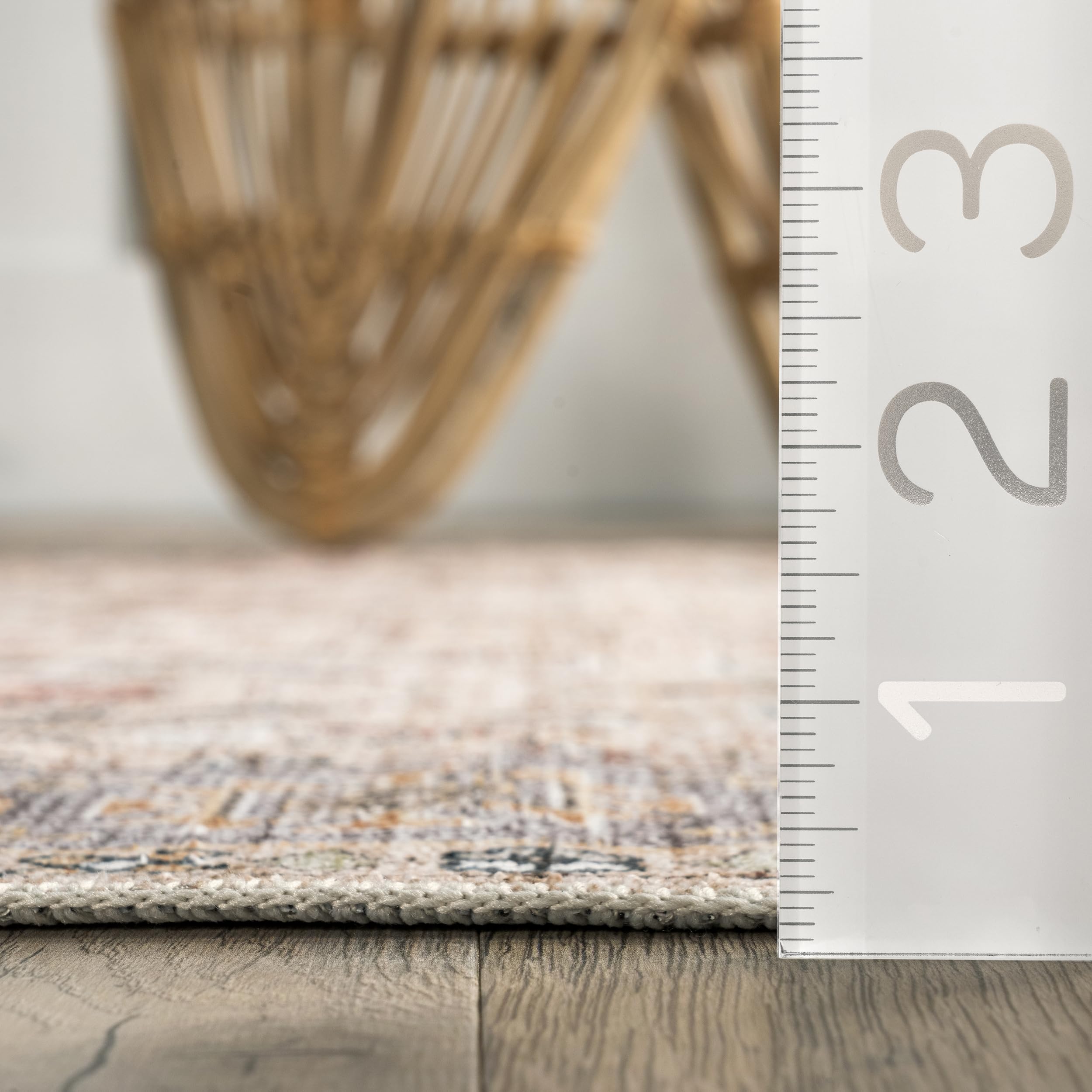 nuLOOM Annelle Beige 8' x 10' Washable Area Rug - Stain Resistant, Non-Slip Backing, Low Profile for Living Room, Bedroom & Dining Room | Perfect for High Traffic Areas, Pet-Friendly Homes & Modern Decor