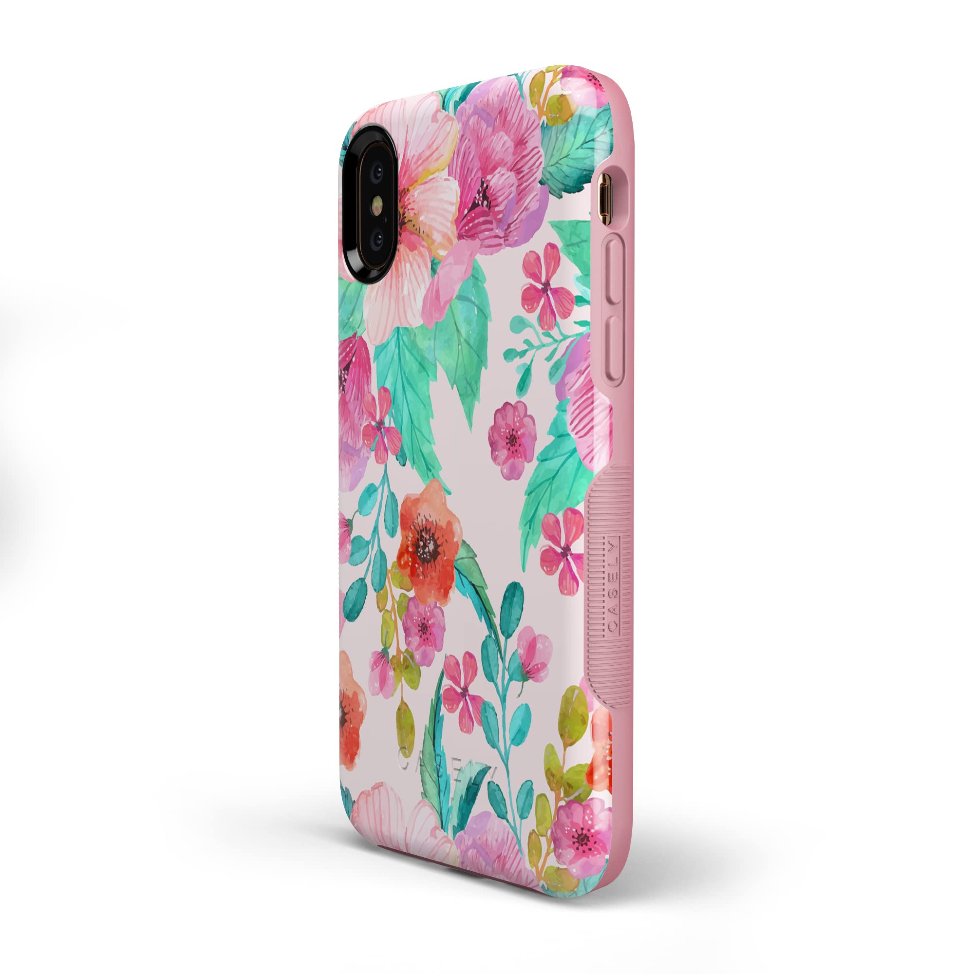 Casely iPhone X/XS Case - Light Pink Floral Design Protective Phone Cover for Women | Slim Fit, Shockproof & Scratch Resistant | Perfect for Everyday Use, Travel & Outdoor Activities