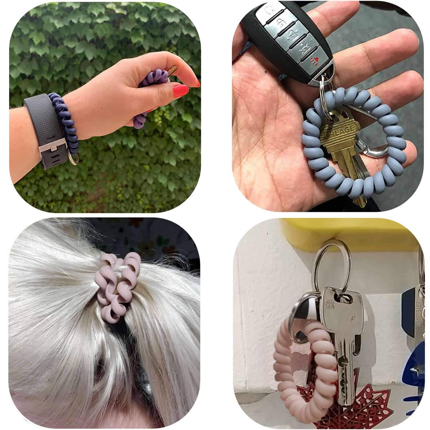 BIHRTC 6-Pack Stretchable Spiral Wrist Key Holder - Elastic Coil Wristband Keychain for Keys, ID Badges & Accessories - Perfect for Gym, Sauna, Outdoor Sports & Daily Use