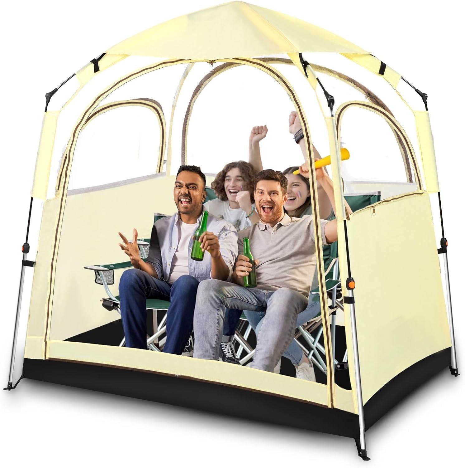 All-Weather Clear Sports Shelter Tent - Windproof & Rainproof Bubble Tent with Detachable Top Cover for 1-4 People | 540° Panoramic View for Camping, Fishing, Sports Events & Outdoor Adventures