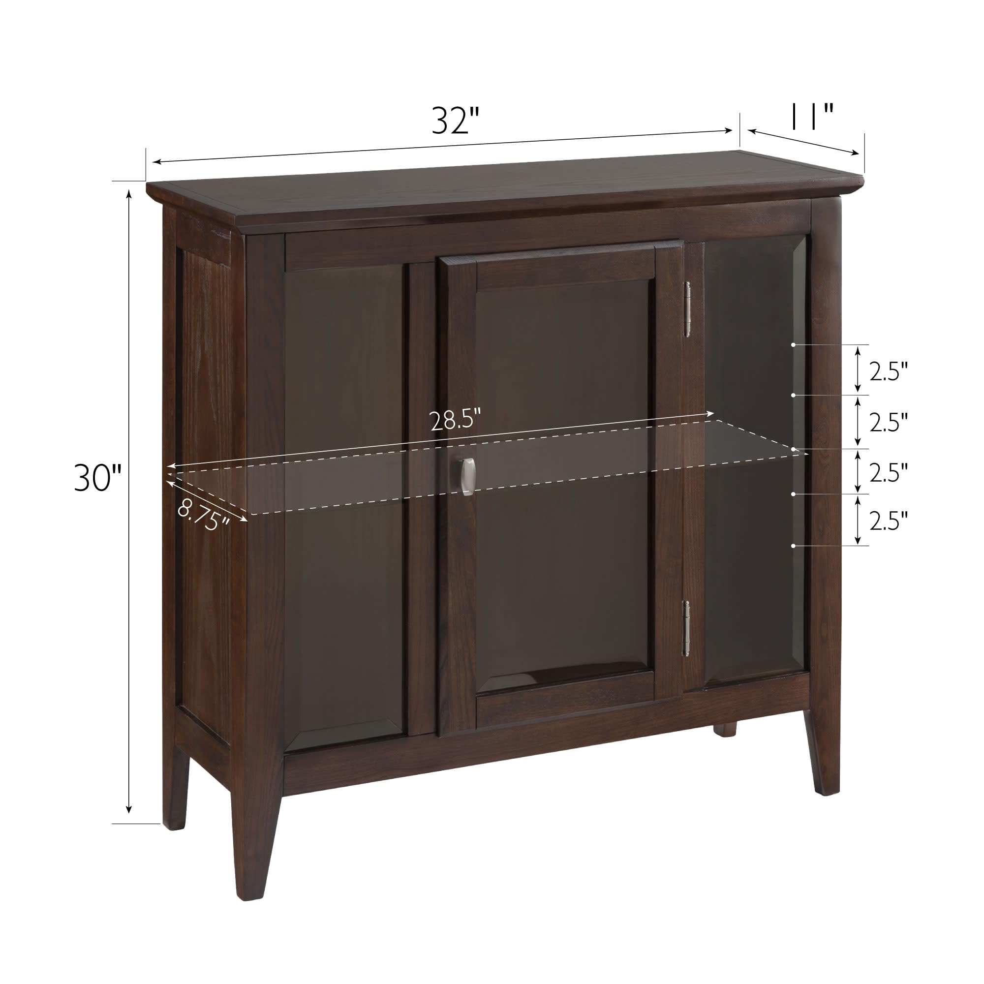 Ryan One Door Entryway Curio Cabinet - Lighted Display with Adjustable Glass Shelves, Solid Hardwood Chocolate Oak Brown Finish - Space-Saving Storage for Living Rooms, Hallways & Entryways - Perfect for Showcasing Collectibles, China, or Home Decor - Leick Home 10000-CH