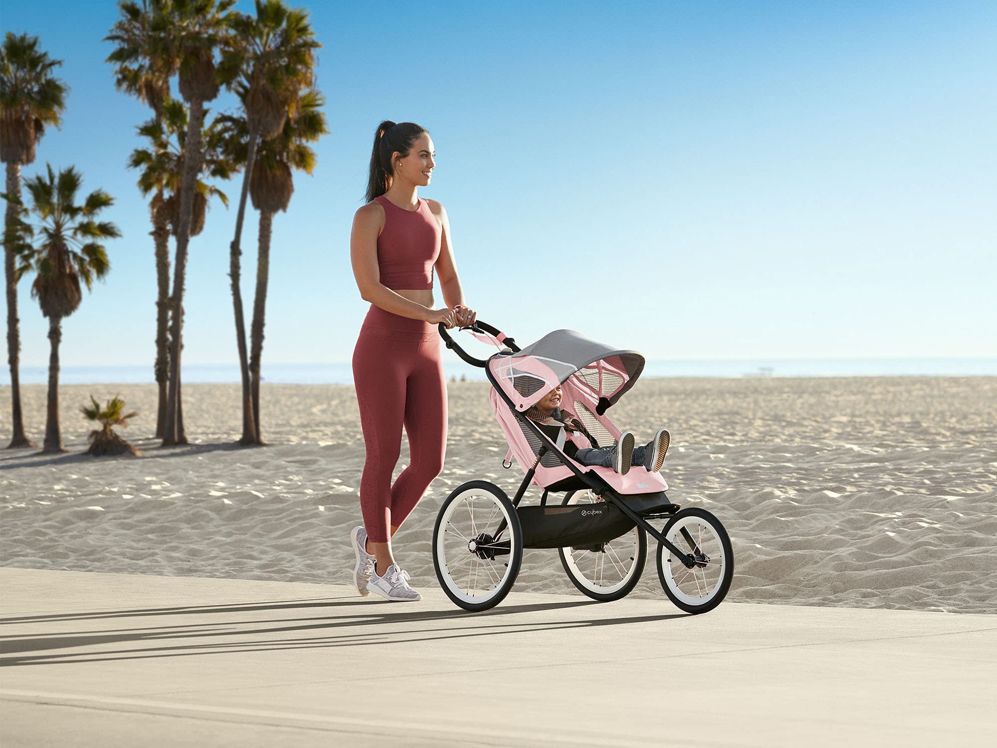 Cybex AVI Jogging Stroller Frame - Lightweight & Durable Baby Stroller in Cream & Orange | Perfect for Running, Walking & Outdoor Adventures with Your Baby