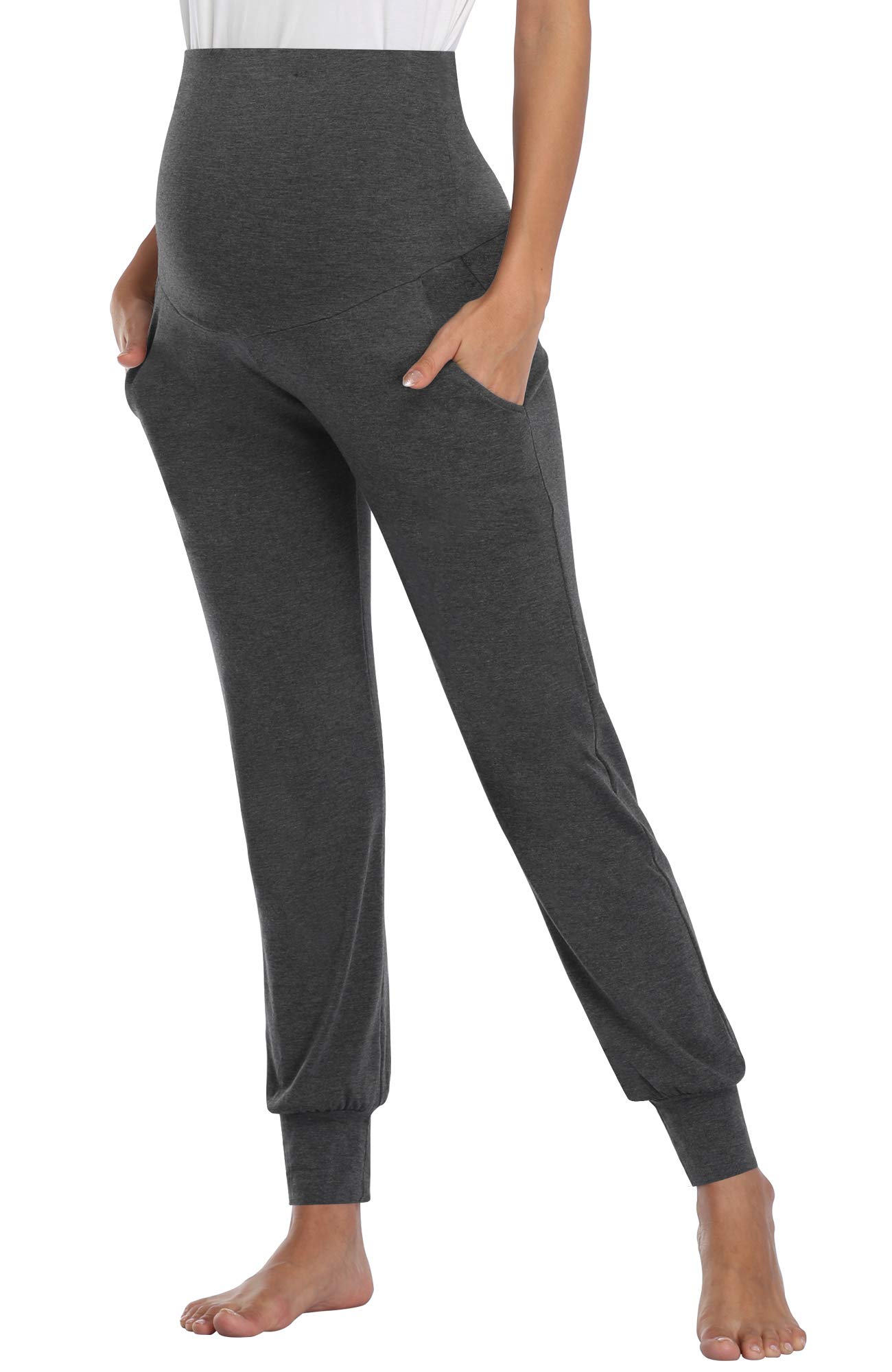 PACBREEZE Women's Maternity Pants - Stretchy Over The Belly Pregnancy Joggers for Lounge, Workout & Sleep | Comfortable Maternity Sweatpants for Everyday Wear