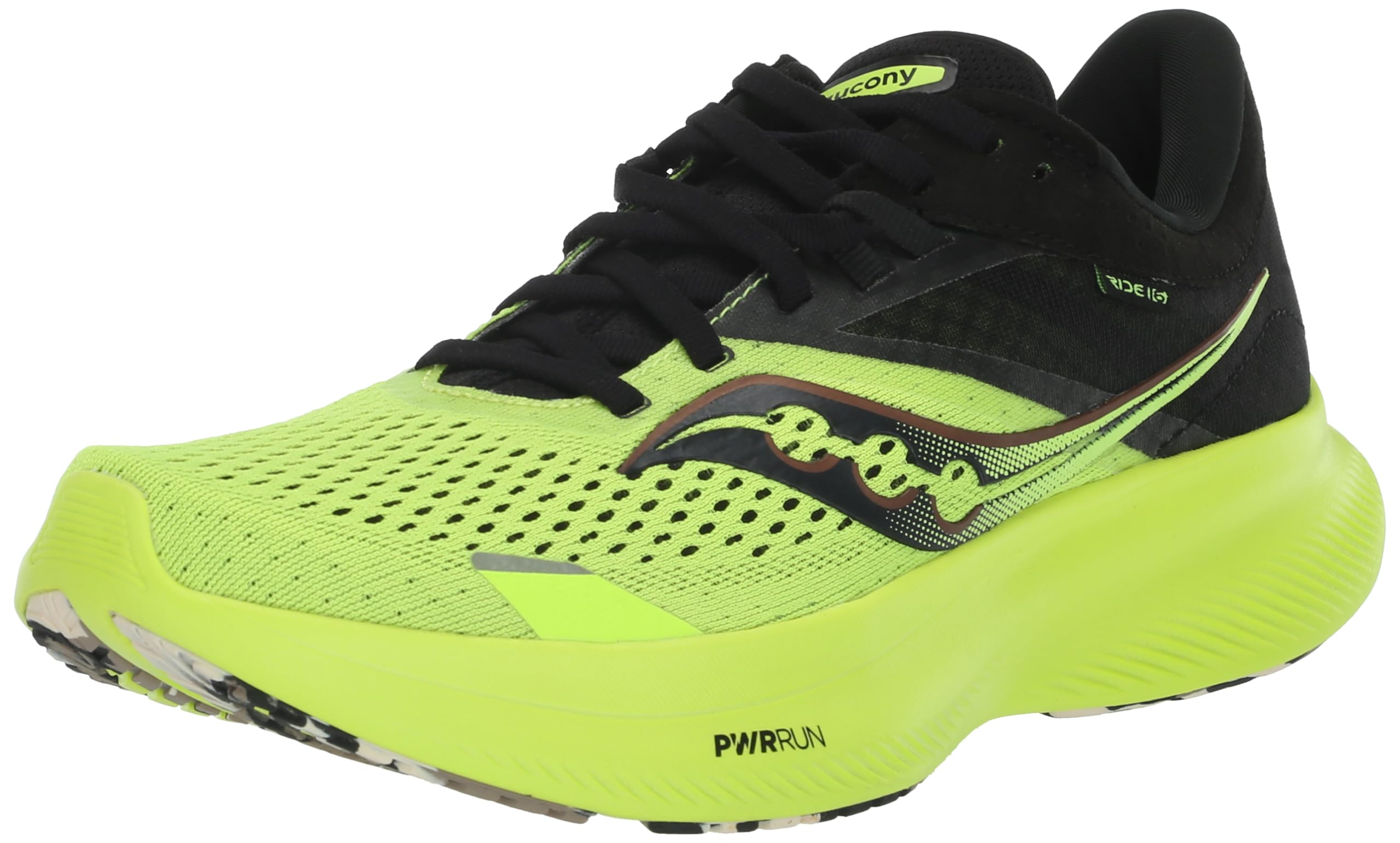 Saucony Ride 16 Women's Running Shoes - Lemon Yellow/Black | Lightweight Cushioned Sneakers for Women | Size 35.5 EU | Perfect for Jogging, Gym Workouts & Daily Walking
