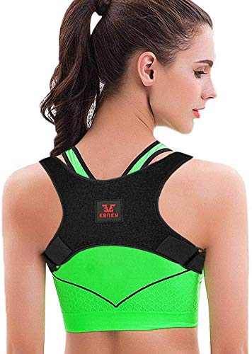 Eoney Adjustable Posture Corrector for Men & Women - Comfortable Back & Shoulder Support for Neck Pain Relief - Ideal for Office Work, Driving & Daily Use