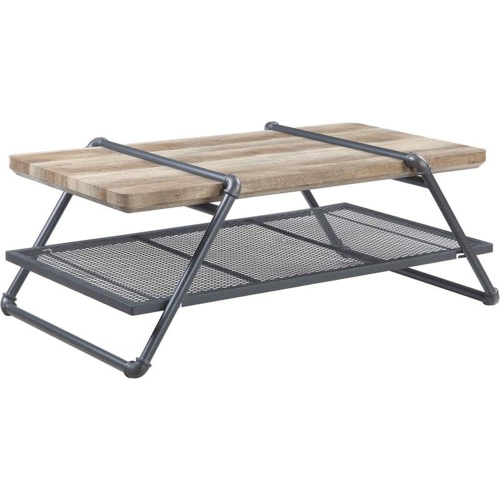 BOWERY HILL Modern Oak Coffee Table with Sandy Gray Finish - Perfect for Living Room, Lounge & Contemporary Home Decor