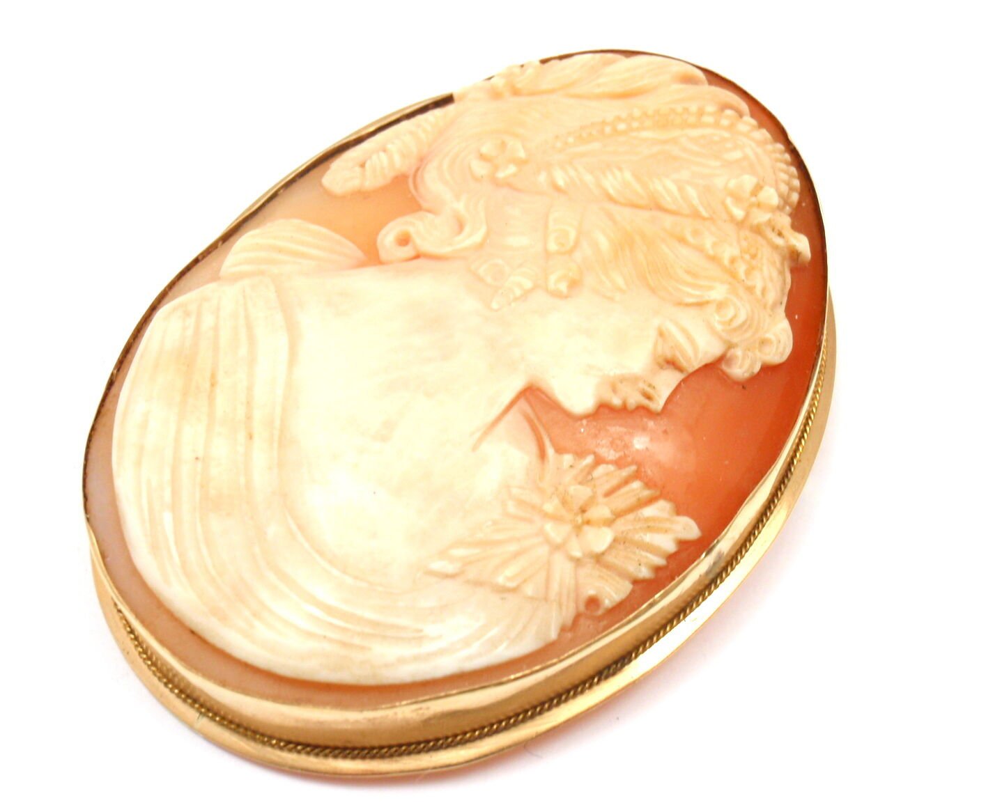 Vintage 18K Yellow Gold Large Cameo Pendant Brooch - Elegant Statement Jewelry for Women, Perfect for Weddings, Parties & Special Occasions