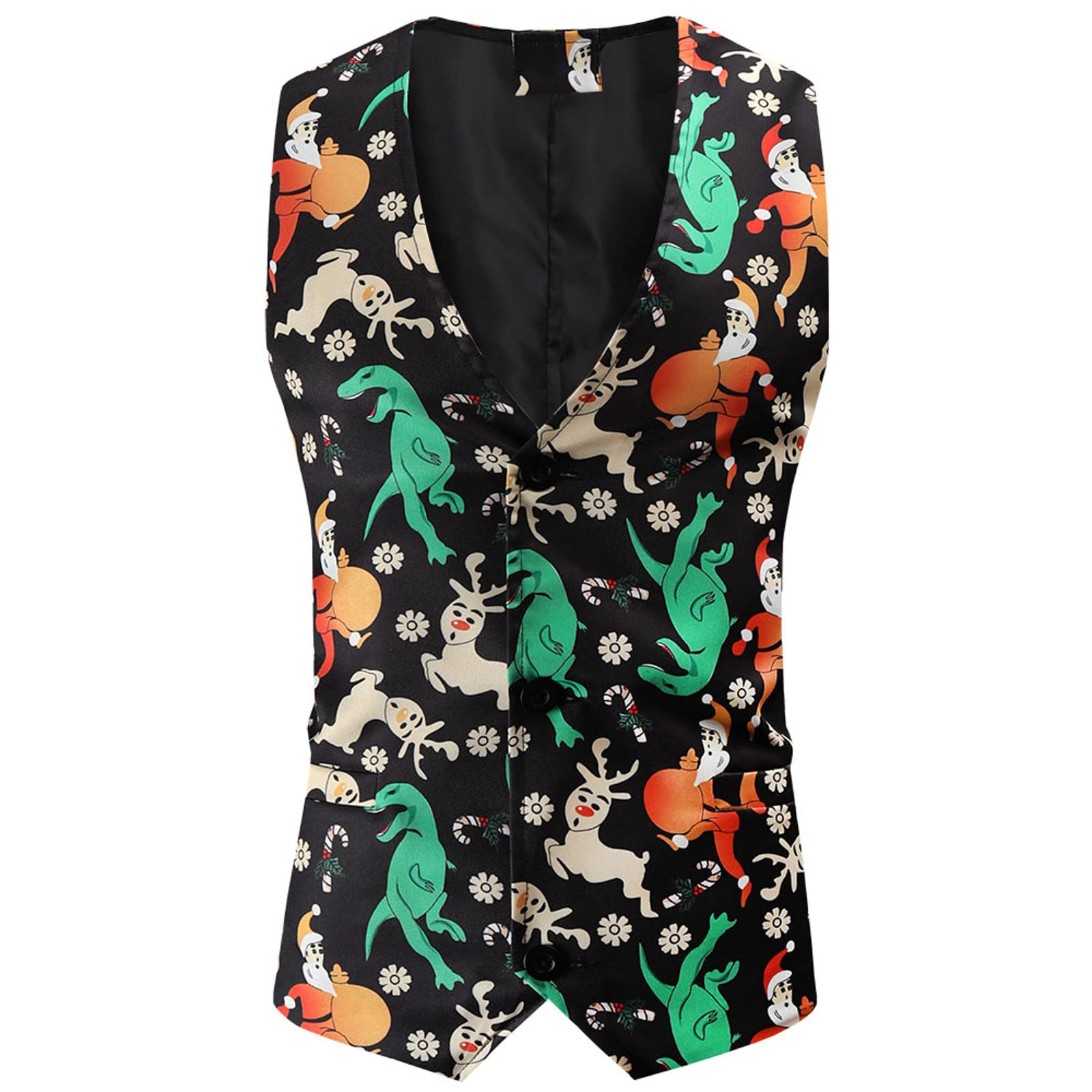 Printed Christmas Single-Breasted Men's Suit Vest - Fashion Casual Tank Top & T-Shirt for Holiday Parties, Office Wear & Festive Outfits