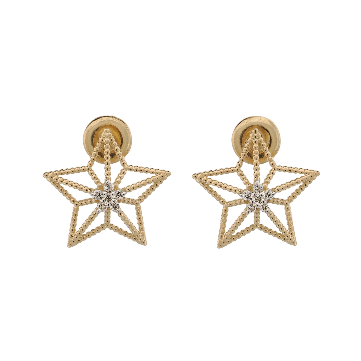 Spiritual Guiding Star Diamond Gold Stud Earrings for Women - Elegant 14K Gold Zodiac Jewelry, Perfect for Gifts, Parties & Everyday Wear
