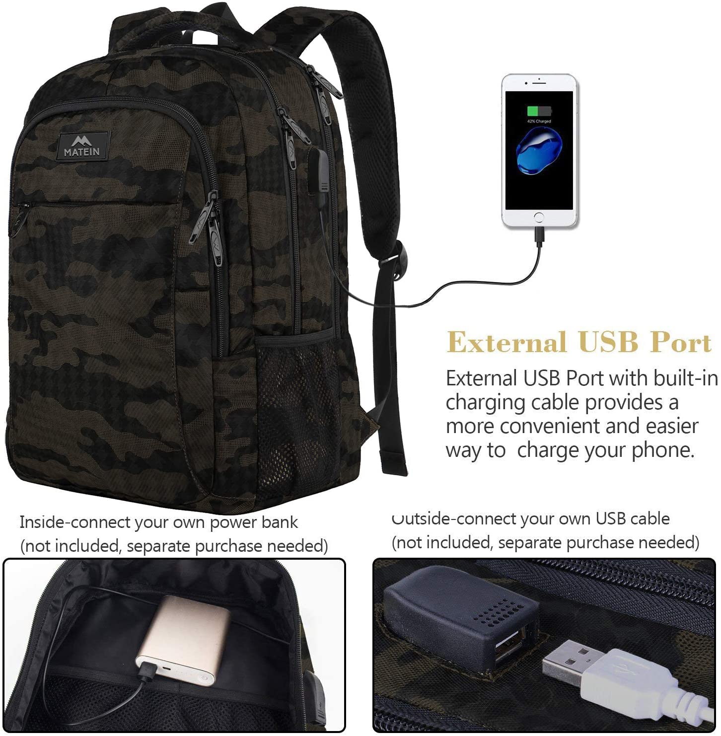 15.6 Inch Laptop Backpack with USB Charging Port - Water-Resistant Business Travel Bag for Men & Women, Durable College Bookbag for Work, School, and Daily Commute