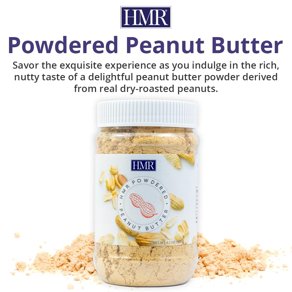 HMR Peanut Butter Powder | 32 Servings Powdered Peanut Butter from Dry-Roasted Peanuts, 3g Protein per Serving - Low Carb, Keto Friendly, Gluten Free | Perfect for Smoothies, Baking, Oatmeal & Healthy Snacks