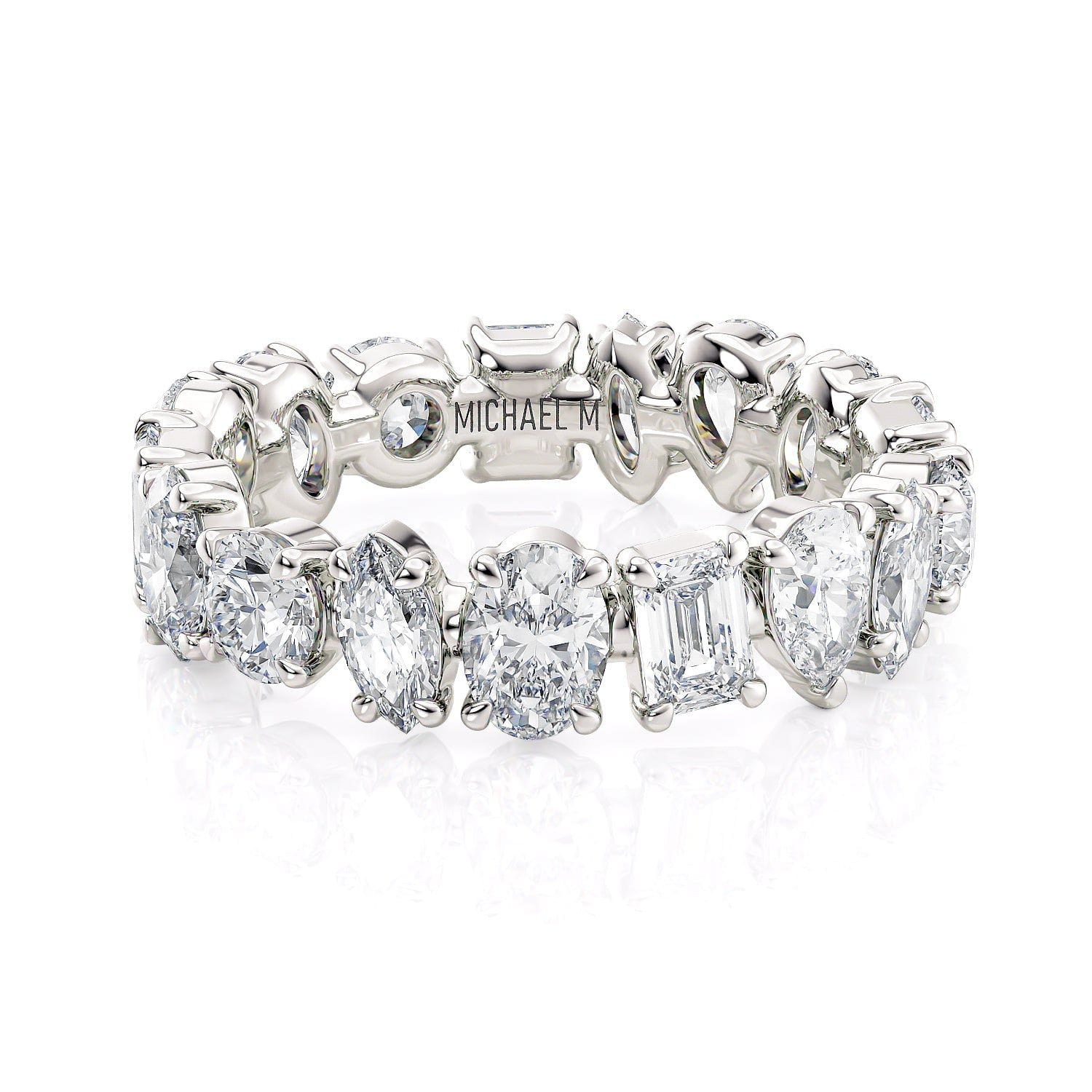 Multi Shape Eternity Band in White Gold - Elegant Wedding Ring for Women, Perfect for Anniversaries & Special Occasions