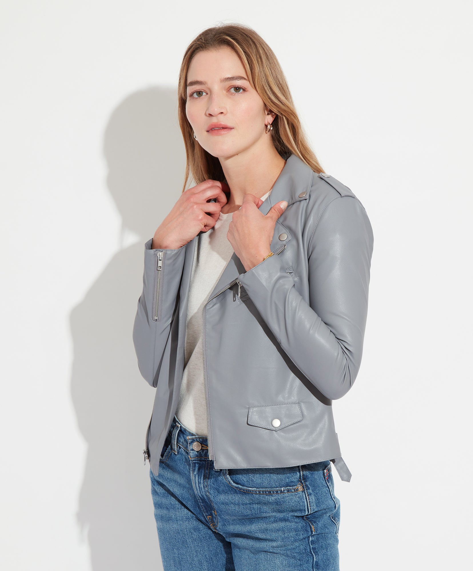 Vegan Leather Classic Moto Jacket for Women - Eco-Friendly Faux Leather Biker Jacket - Stylish Outerwear for Motorcycle Riding & Casual Fashion