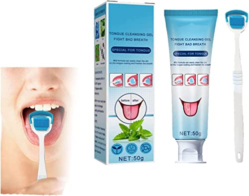 Fresh Breath Tongue Cleaner Kit with Brush & Scraper - Portable Oral Care Tongue Scrubber for Bad Breath Removal, Travel-Friendly Dental Hygiene Tool - Perfect for Daily Use, Travel, and Fresh Morning Routine (1 Pack)