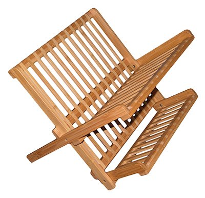 Stainless Steel Dish Rack with Drain Board - Bamboo Dish Drying Rack for Kitchen Countertop, Sink Organizer - Perfect for Small Spaces, Apartments & Compact Kitchens