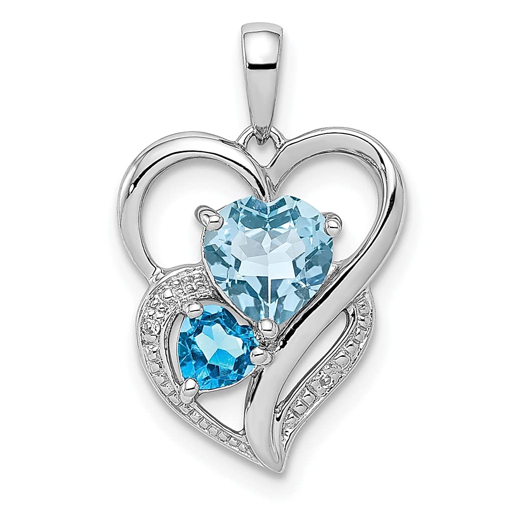 925 Sterling Silver Diamond & Sky Blue Topaz Pendant Necklace for Women - Elegant Gemstone Jewelry Gift for Her - Perfect for Anniversaries, Birthdays & Valentine's Day