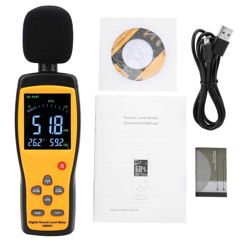 AS844+ Digital Sound Level Meter - Professional Decibel Meter for Noise Monitoring, Sound Measurement & DB Testing - Perfect for Home, Workplace, and Industrial Use