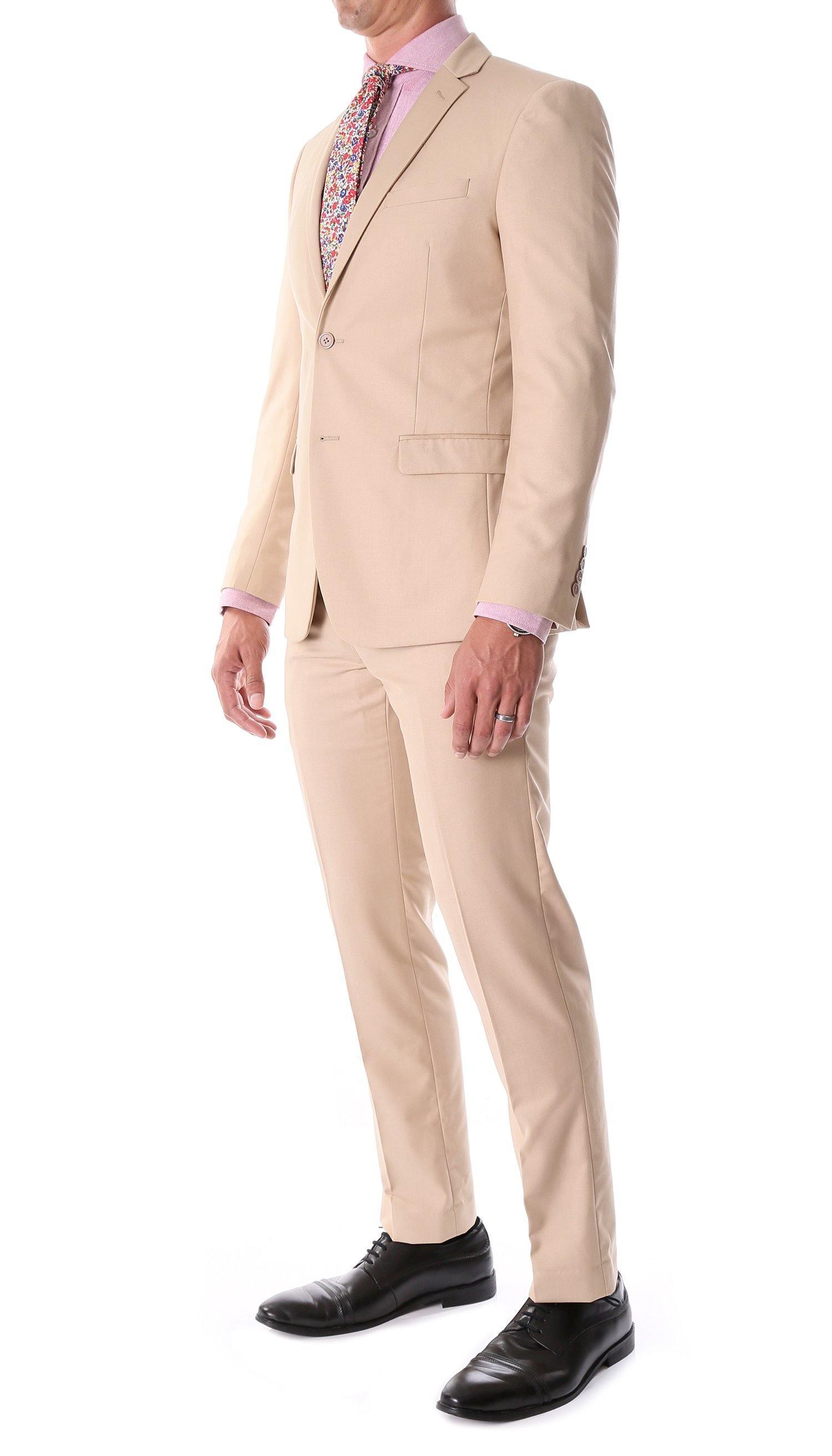 Oslo Collection Slim Fit 2-Piece Suit in Tan | Men's Formal Business Suit for Weddings, Office & Special Occasions