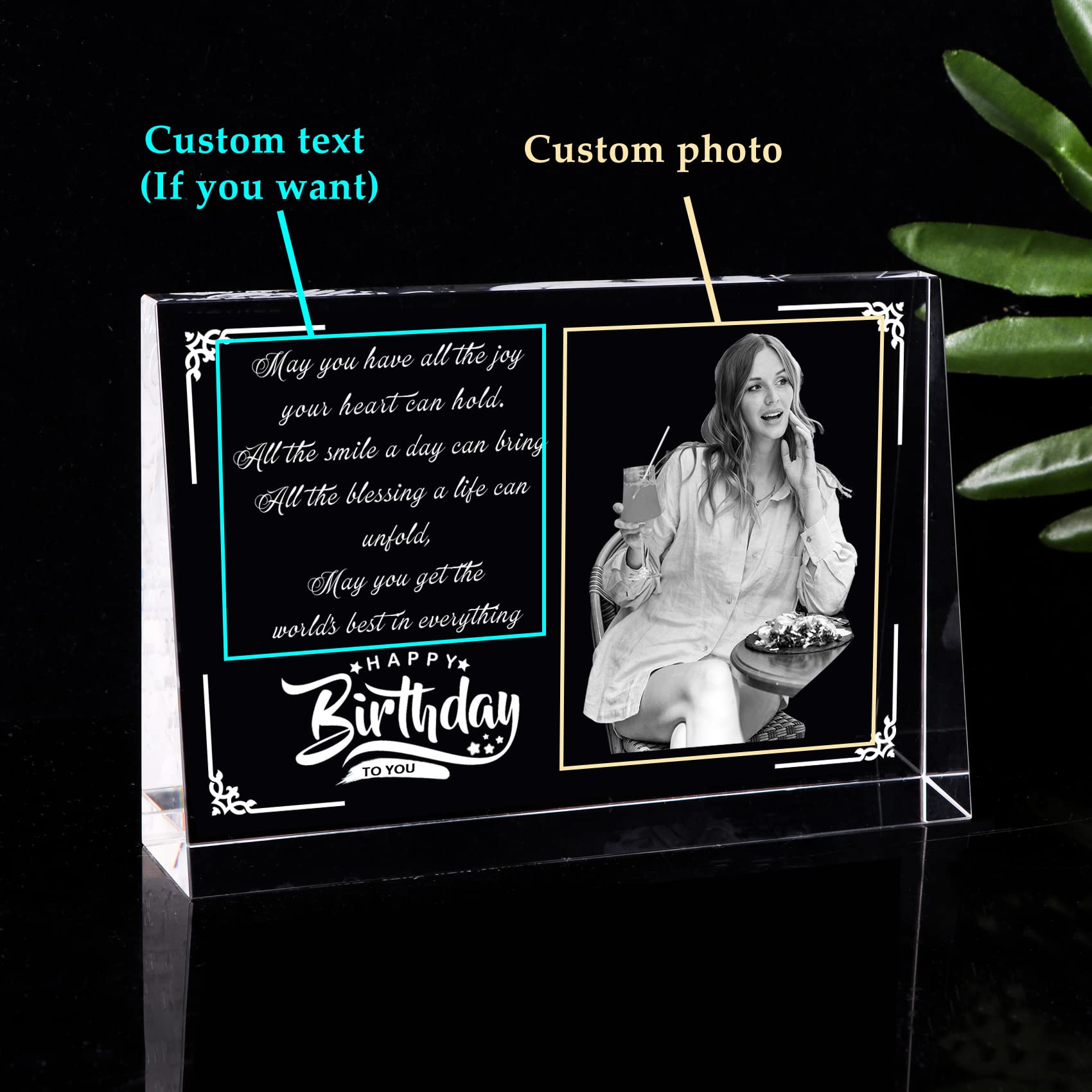 Personalized Crystal Photo Keepsake & Paperweight - Custom Laser Etched Birthday Gift for Women, Best Friend, Sister, Mom or Wife | Unique Friendship Present for Anniversary, Wedding, Mother's Day | Office Desk Decor & Sentimental Home Decoration