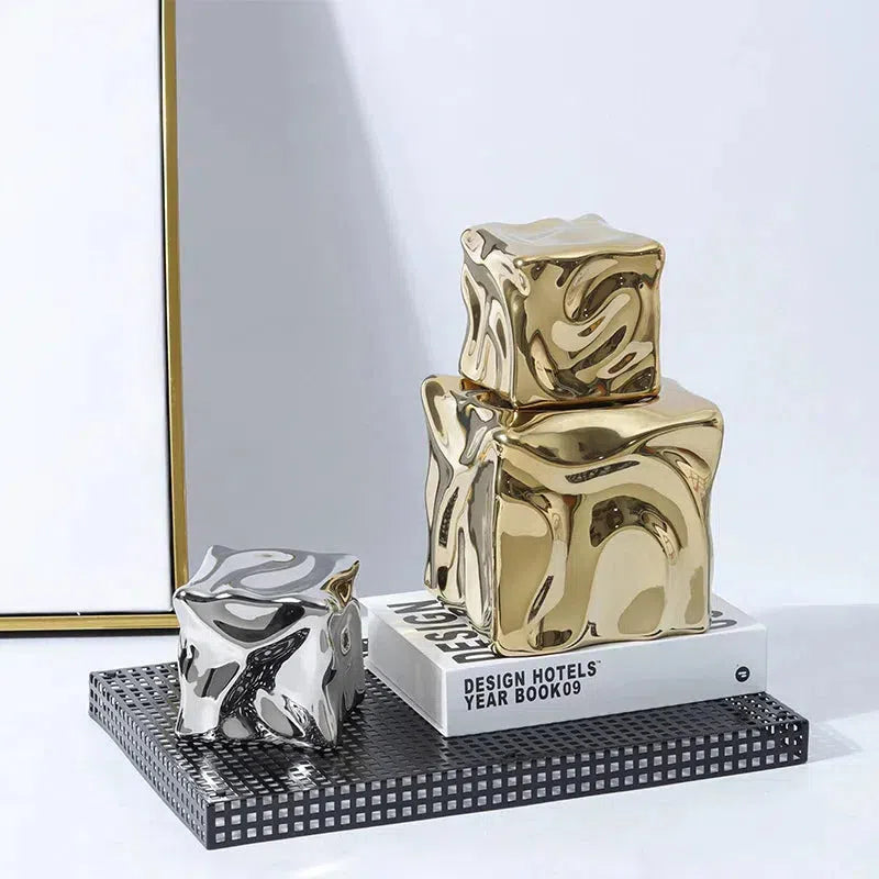 Elegant Draped Cube Ornament - Modern Home Decor for Christmas Tree, Holiday Party & Wedding Centerpiece Decoration