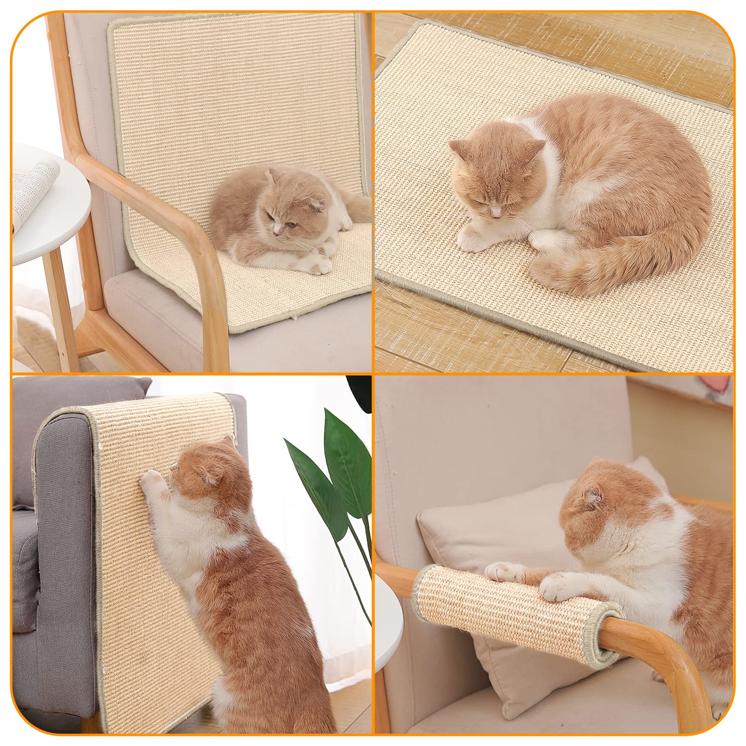 5-Pack Cat Scratch Deterrent Tape + Sisal Cat Scratcher Mat (23.6