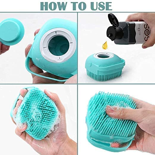 **Kruptl Silicone Body Scrub Brush with Shampoo Dispenser - Soft Exfoliating & Massaging Bath Brush for Smooth Skin - Shower & Bathroom Accessories (Multicolor, Pack of 1) - Perfect for Spa, Exfoliation & Relaxing Self-Care**